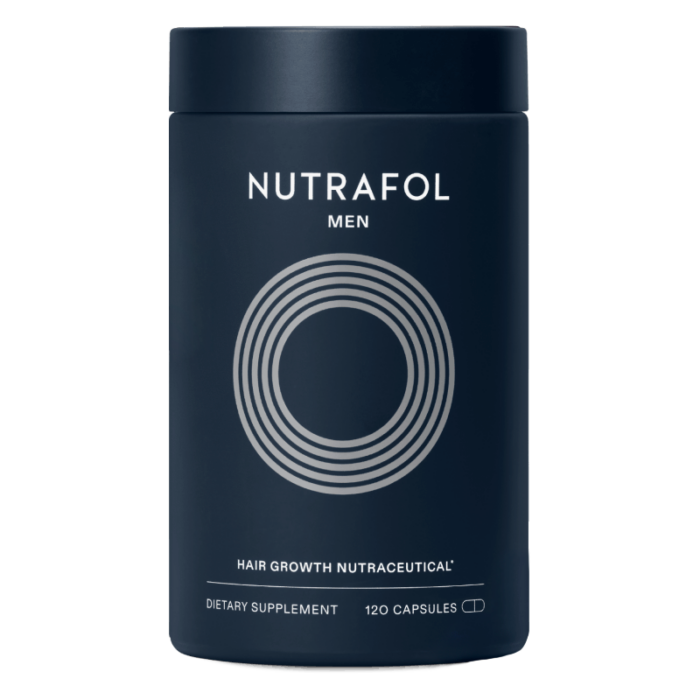 thumbnail image 2 of Nutrafol Men's Hair Growth Supplement - Pack Of 2 Glass Bottles (240 Total Capsules) 2 of 6