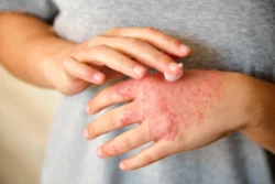 Adult Applying cream to irritated hand - Is Vaseline Good for Eczema? Benefits, Drawbacks & Best Ways To Use it - Palm Beach Dermatology Group