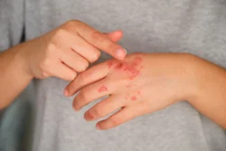 hand affected by skin condition with inflammation - Can Stress Cause Eczema?